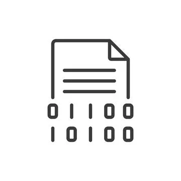 Encrypting text, icon in line design. Encrypting, text, encryption, secure, data Stock Illustration
