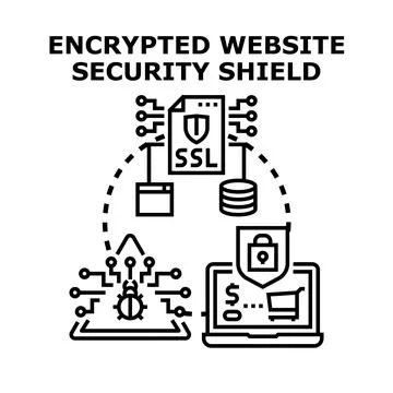 Encrypting website data for cyber security protection Stock Illustration