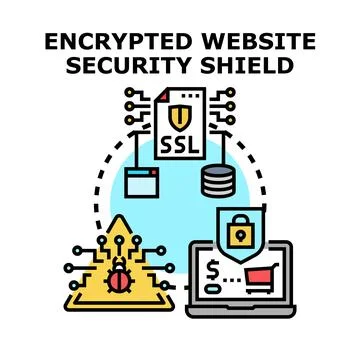 Encrypting website data for cyber security protection Illustrazione stock