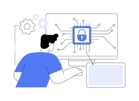 Encryption abstract concept vector illustration. Illustrazione stock