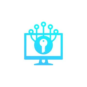 Encryption and cyber protection, vector icon on white Stockillustratie