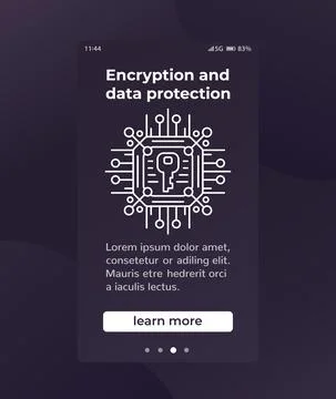 Encryption and data protection, banner design Stock Illustration