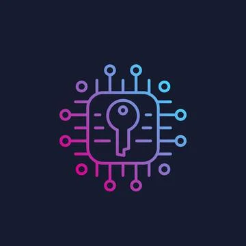 Encryption and data protection, linear vector Stock Illustration