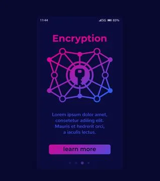 Encryption and data protection, mobile banner Illustrazione stock