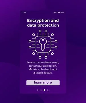 Encryption and data protection, mobile banner Stock Illustration