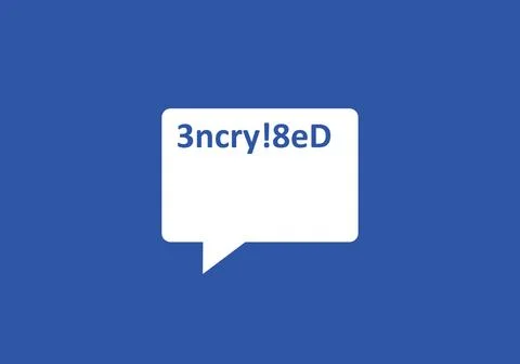 Encryption and encrypted message in chat bubble - protection and security of Stock Illustration