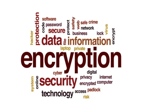 Encryption animated word cloud, text design animation. Stock Footage 74434810