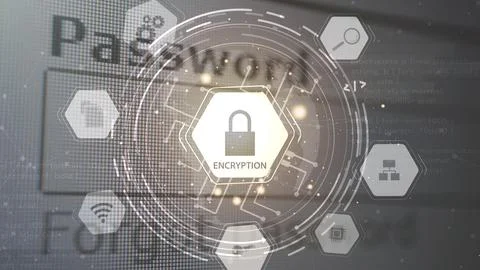 Encryption concept with a password-protected infographic. Stockillustratie