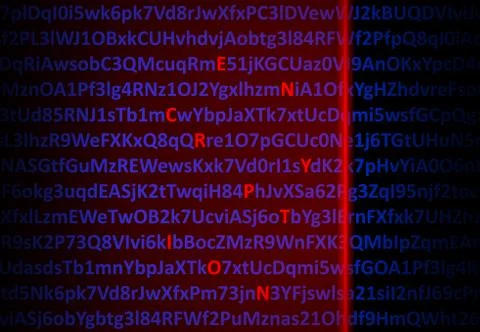 Encryption concept - red laser decrypting letters Stock Photos
