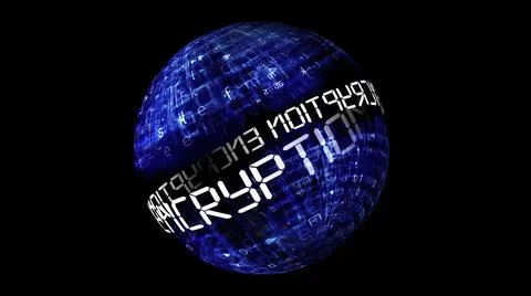 Encryption concept on rotating sphere Illustrazione stock