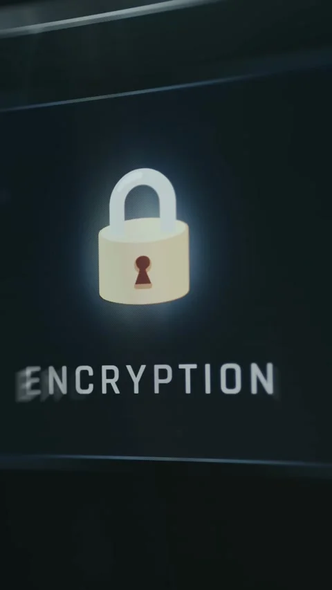Encryption concept shown with a yellow padlock icon Stock Footage 335867522