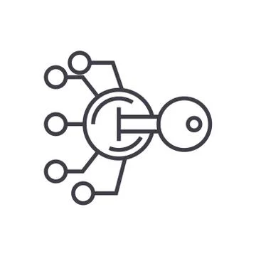 Encryption, cryptography key concept vector thin line icon, symbol, sign Stock Illustration