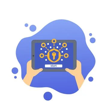 Encryption, data protection and privacy, vector Illustrazione stock