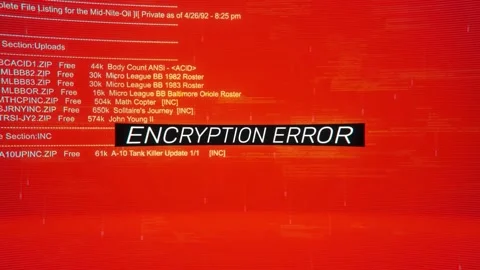 Encryption Error on warning hack background screen Stock Footage 343459655