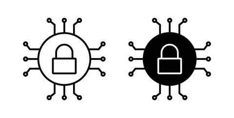 Encryption icon collection in black, Line icons, flat symbols Stockillustratie