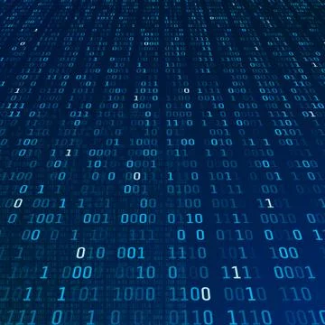 Encryption information. Binary code on blue background. Big data algorithm ab Stock Illustration