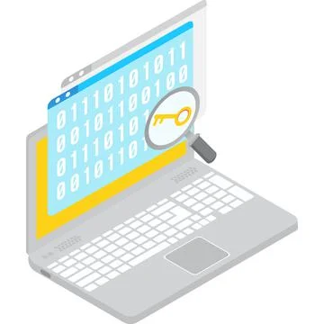 Encryption key binary code search vector icon Stock Illustration