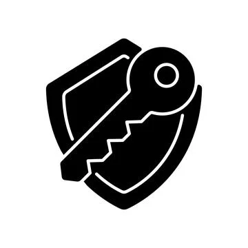 Encryption key black glyph icon Stock Illustration