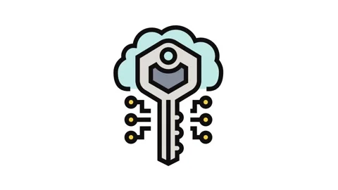 Encryption key cloud computing color icon animation Stock Footage 326108360