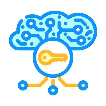 Encryption key cloud computing color icon vector illustration Illustrazione stock