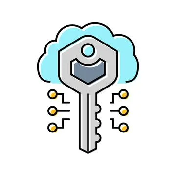 Encryption key cloud computing color icon vector illustration Stock Illustration