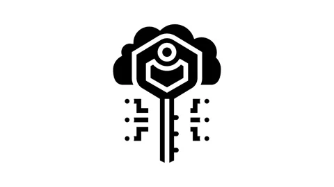 Encryption key cloud computing glyph icon animation Stock Footage 326145714