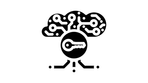 Encryption key cloud computing glyph icon animation Stock Footage 326735928