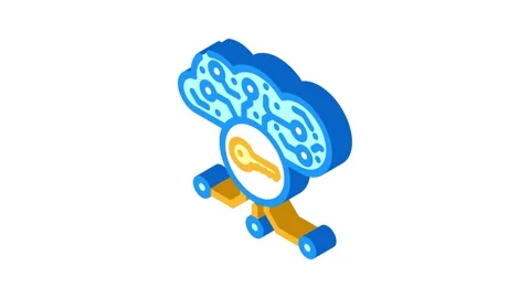 Encryption key cloud computing isometric icon animation Stock Footage 327280933