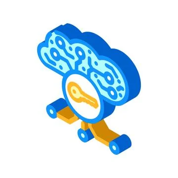 Encryption key cloud computing isometric icon vector illustration Stock Illustration