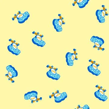 Encryption key cloud computing isometric icon seamless pattern Illustrazione stock