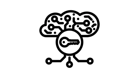 Encryption key cloud computing line icon animation Stock Footage 326751987