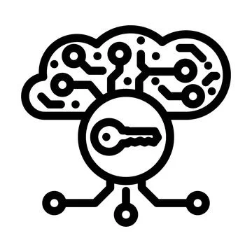 Encryption key cloud computing line icon vector illustration Stock Illustration