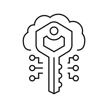 Encryption key cloud computing line icon vector illustration Stock Illustration