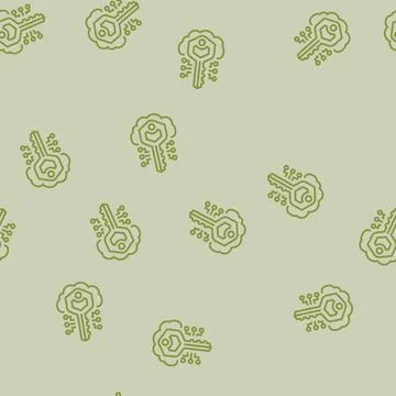 Encryption key cloud computing line seamless pattern Stock Illustration