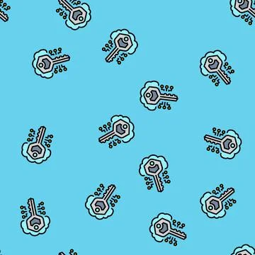 Encryption key cloud computing vector seamless pattern Stock Illustration