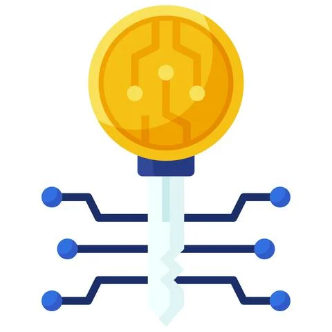 Encryption key icon, Blockchain related vector illustration Stock Illustration