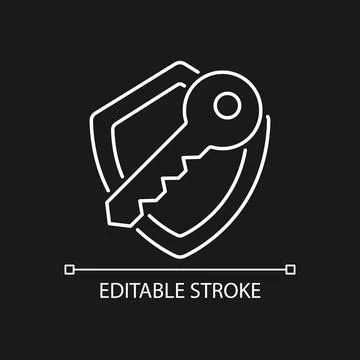 Encryption key white linear icon for dark theme Stock Illustration