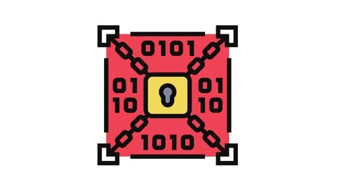 Encryption lock big data color icon animation Stock Footage 326108390