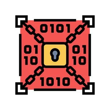 Encryption lock big data color icon vector illustration Stock Illustration