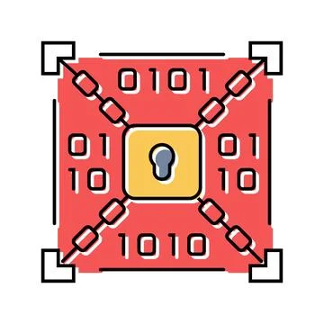 Encryption lock big data color icon vector illustration Stock Illustration