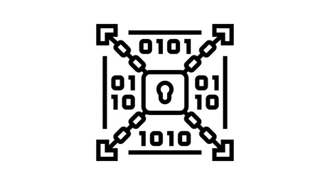 Encryption lock big data line icon animation Stock Footage 326125884