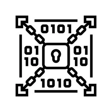 Encryption lock big data line icon vector illustration Stock Illustration