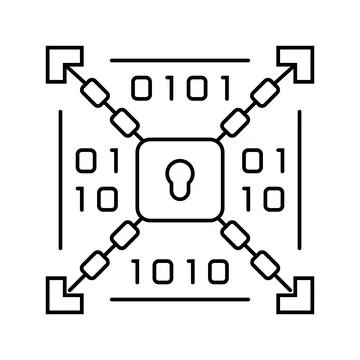 Encryption lock big data line icon vector illustration Stock Illustration
