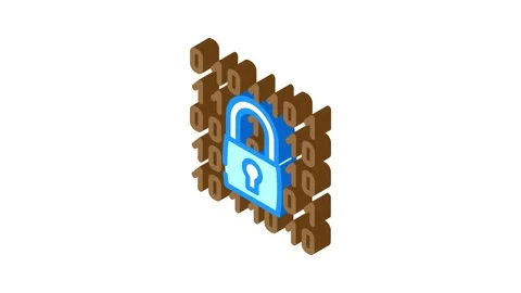 Encryption lock isometric icon animation Stock Footage 327281011