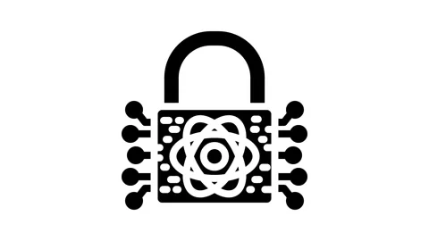 Encryption lock quantum computer animation Stock Footage 326728152