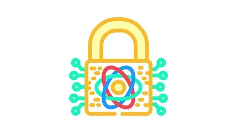 Encryption lock quantum computer animation Stock Footage 327255942