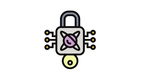 Encryption lock quantum computer color icon animation Stock Footage 326115919