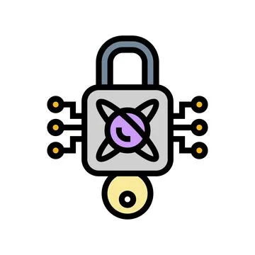 Encryption lock quantum computer color icon vector illustration Illustrazione stock