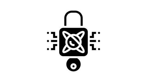Encryption lock quantum computer glyph icon animation Stock Footage 326142110