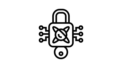 Encryption lock quantum computer line icon animation Stock Footage 326123171